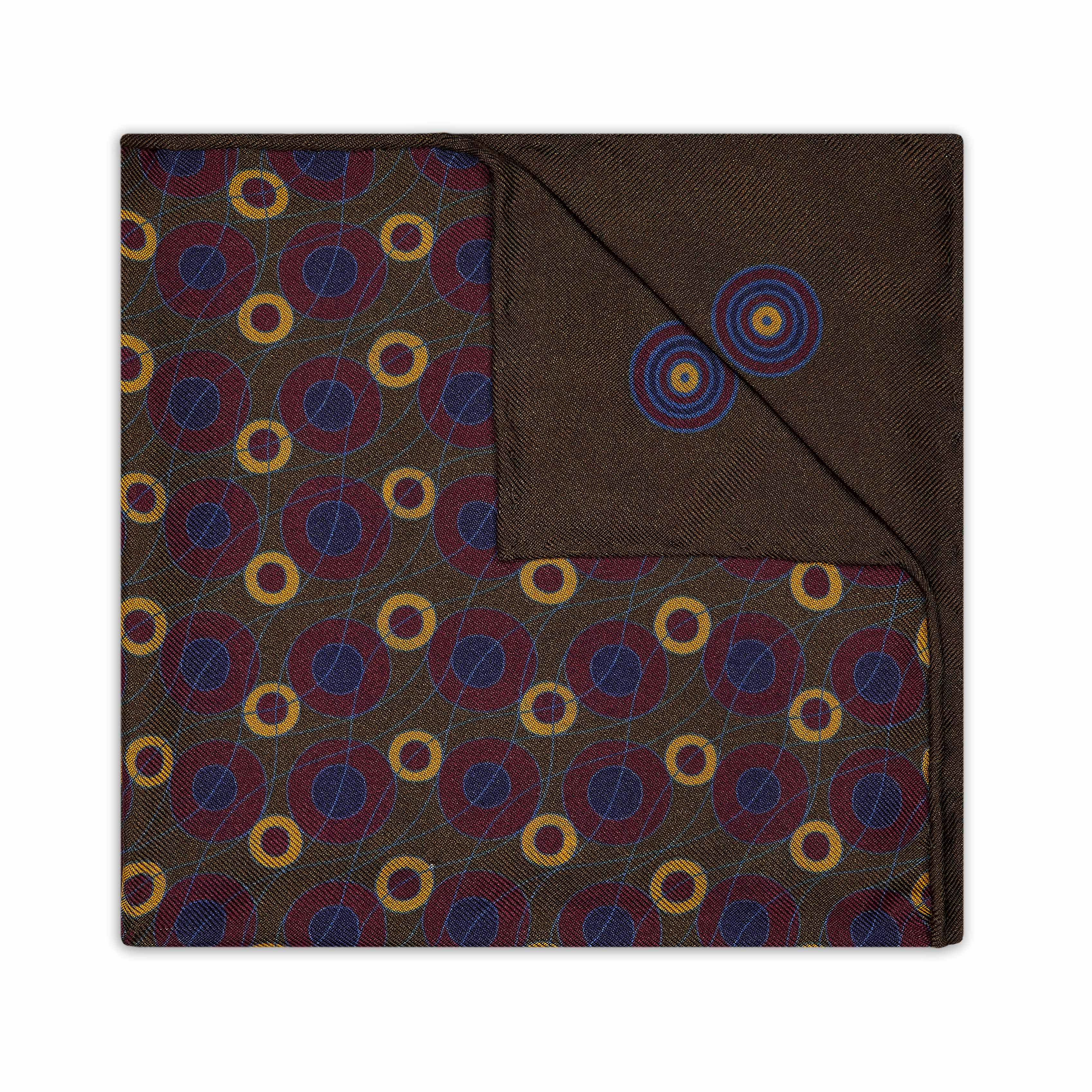 Abstract Target Motif Silk Pocket Square in Sable - Image 2