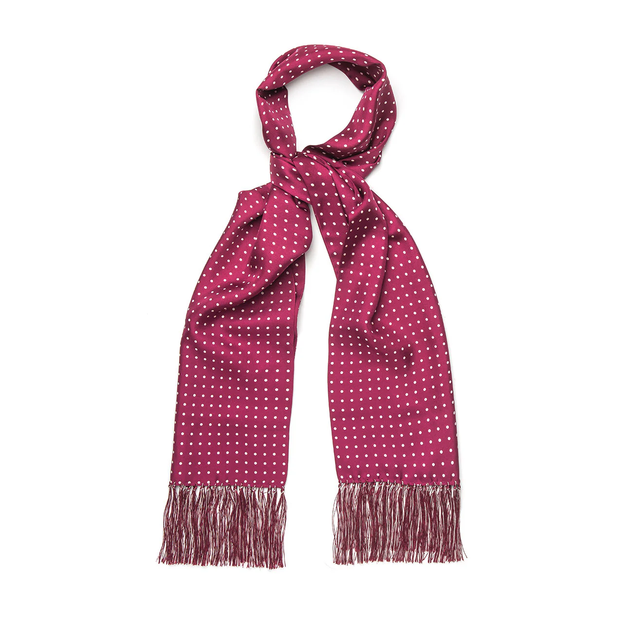 Spot Silk Scarf in Wine and White