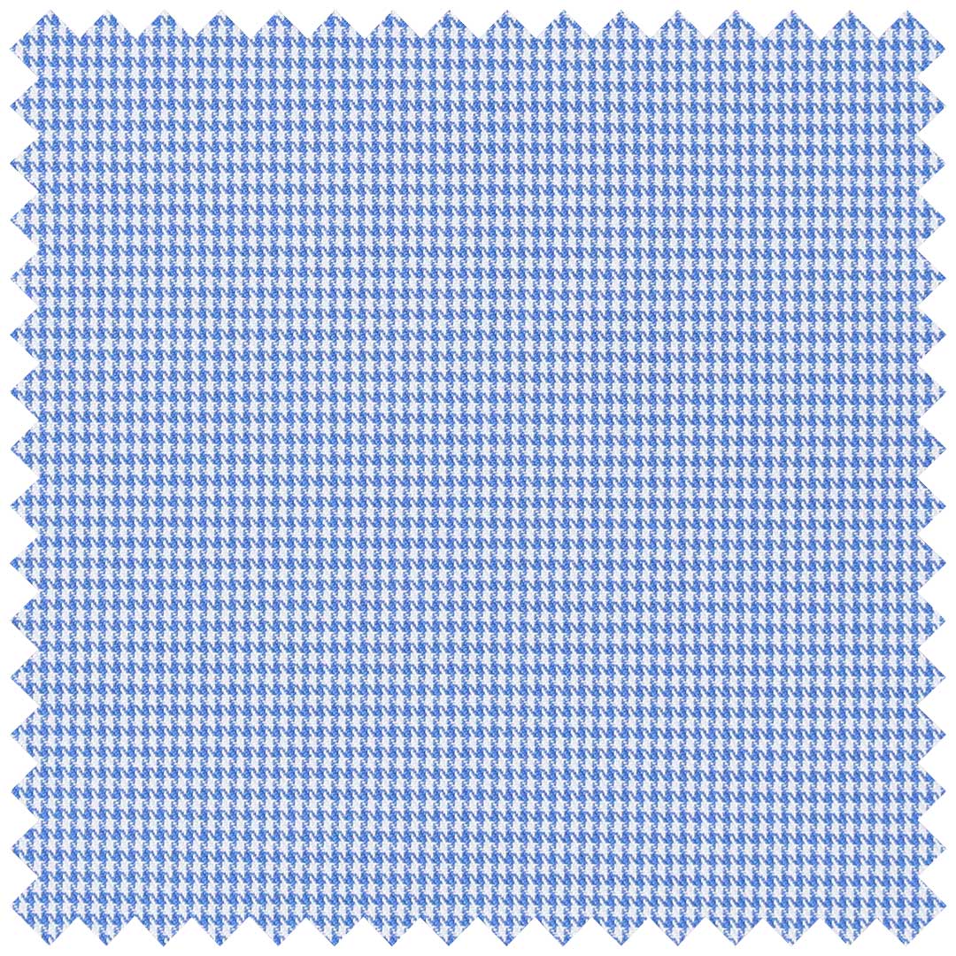 Blue Fine Puppytooth Cotton Twill