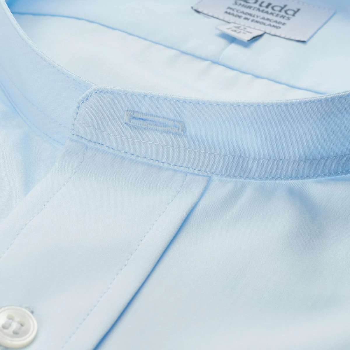 Blue Tailored Neckband Poplin Shirt - Image 4