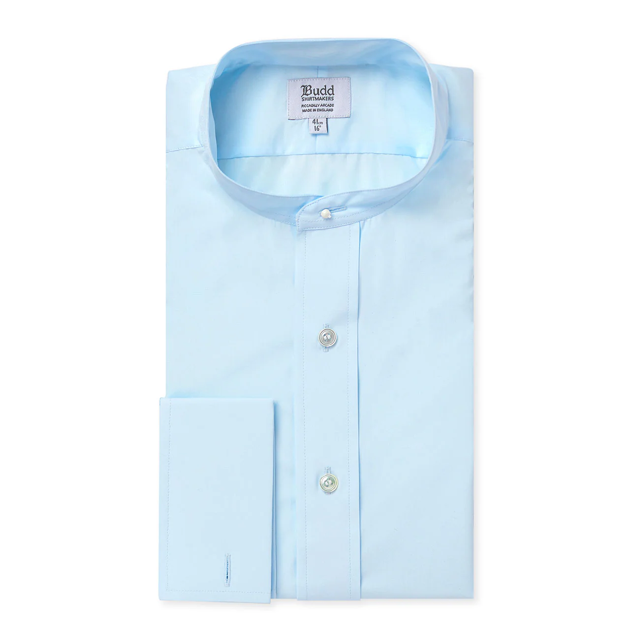 Blue Tailored Neckband Poplin Shirt - Image 7