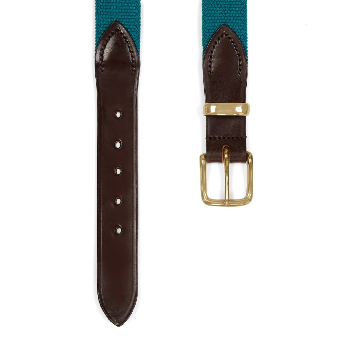 Bridle Leather Webbing Belt in Turquoise - Image 2