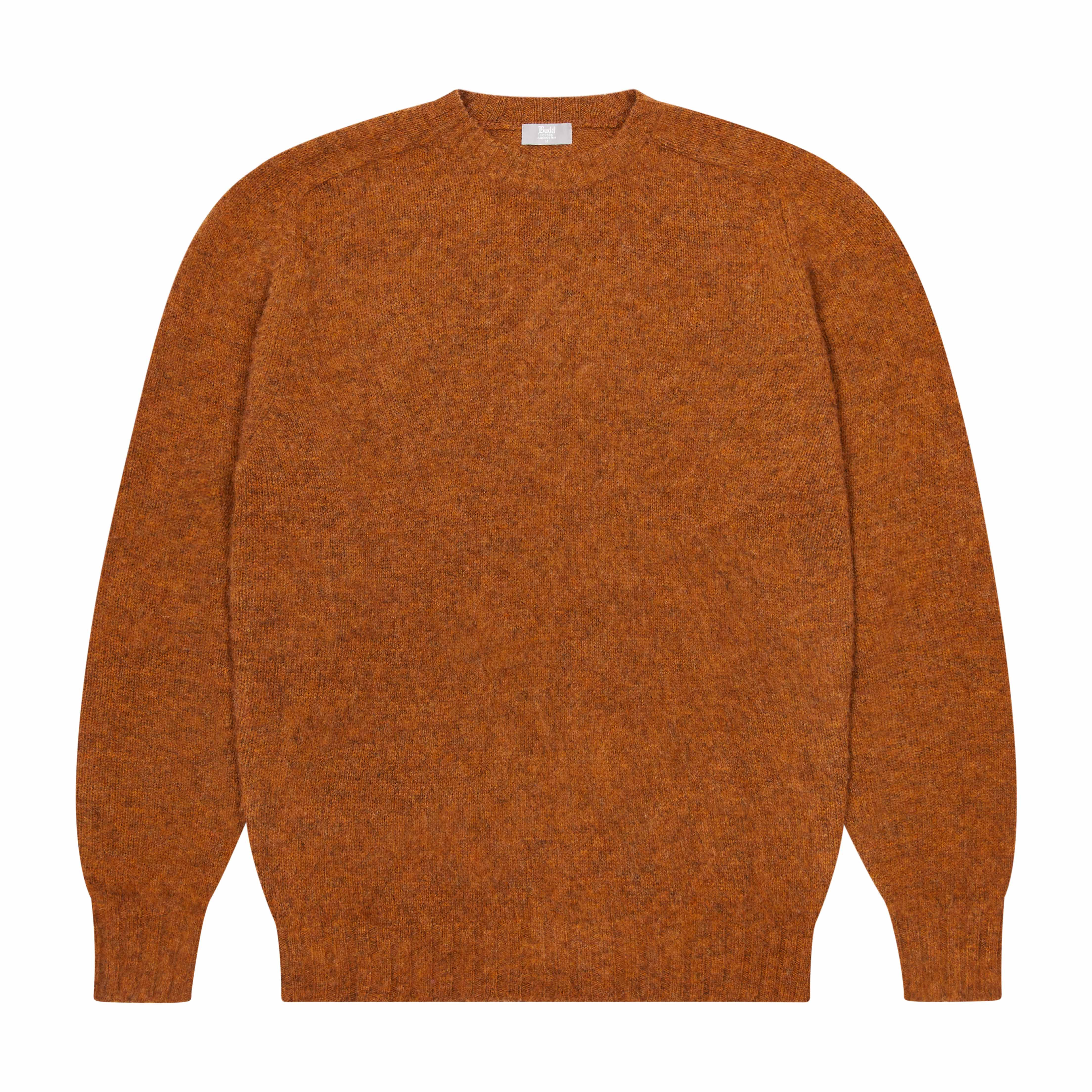 Hillswick Brushed Shetland Crew Neck in Burnt Orange
