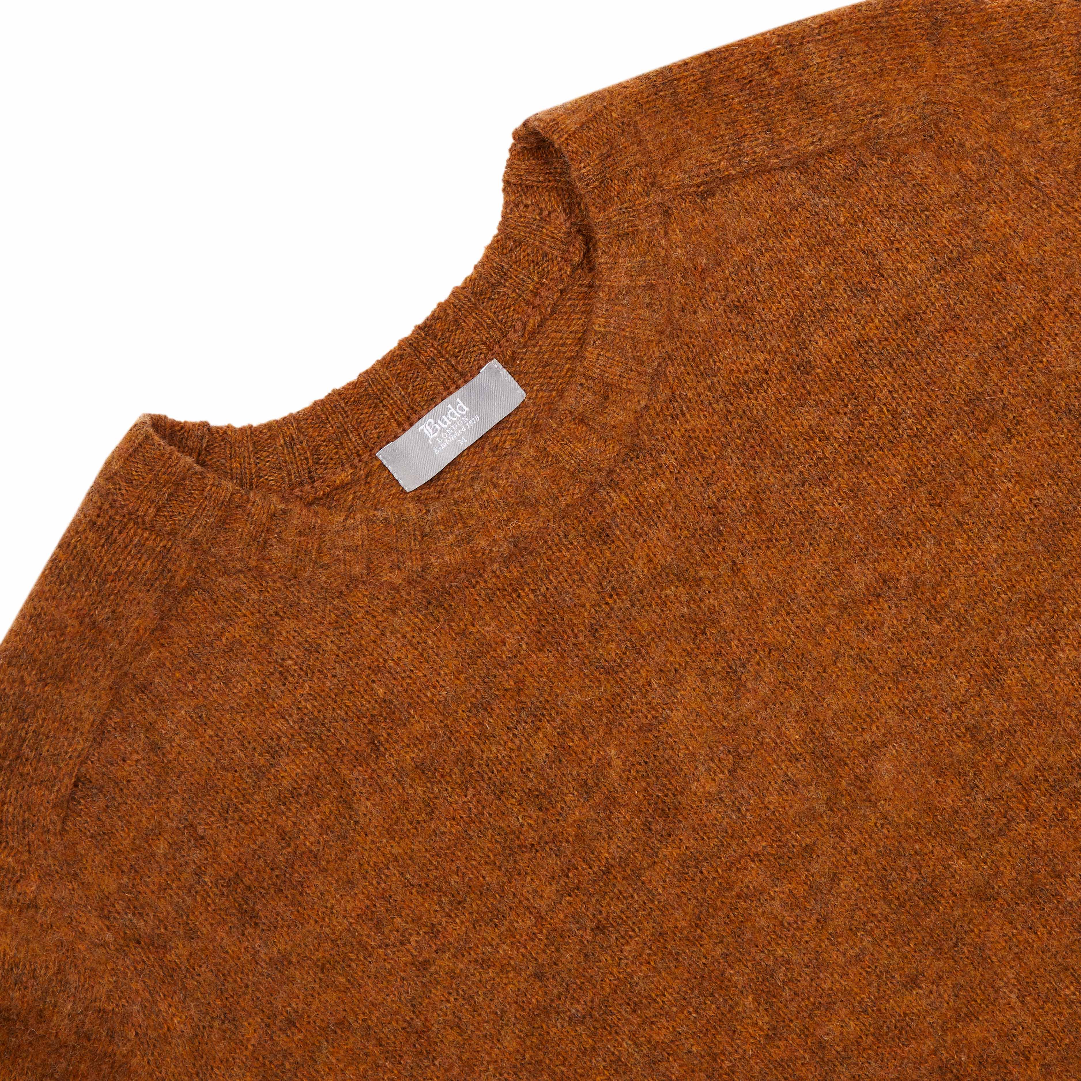Hillswick Brushed Shetland Crew Neck in Burnt Orange - Image 3