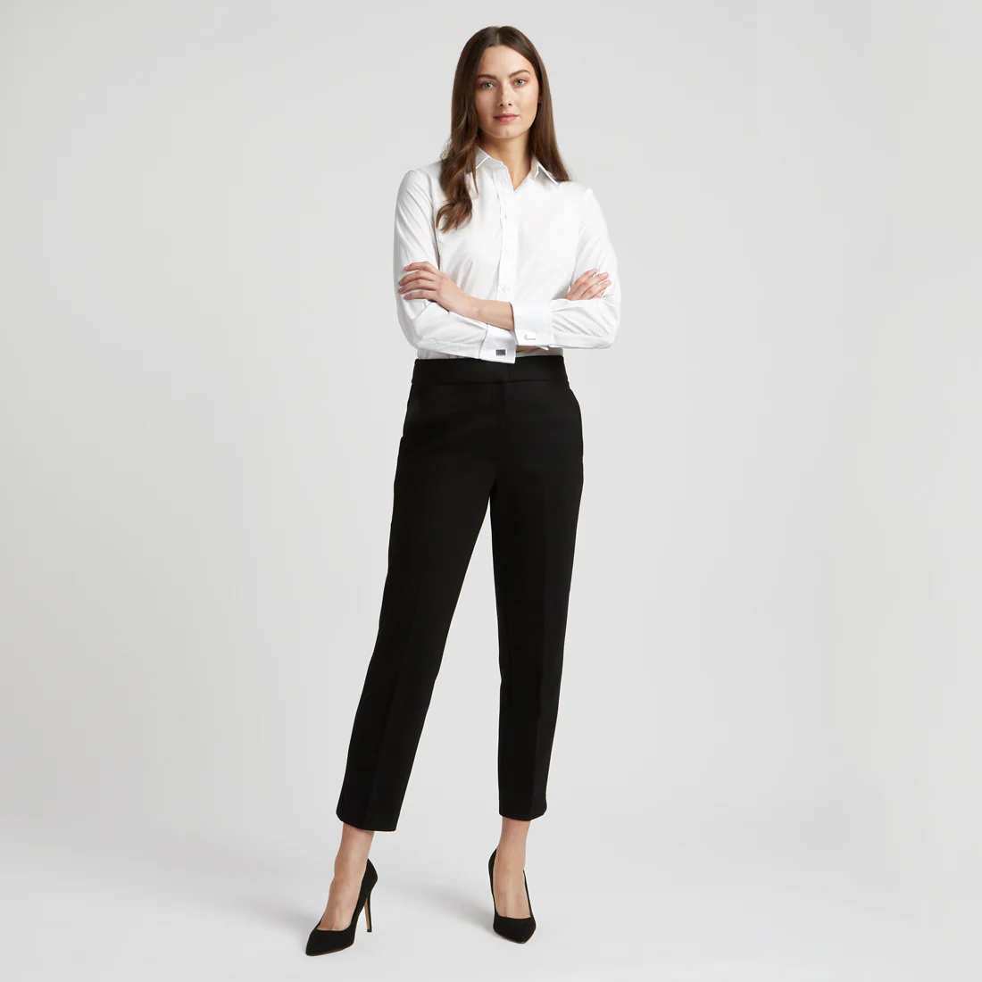 Buddette Poplin Double Cuff Shirt in White - Image 5