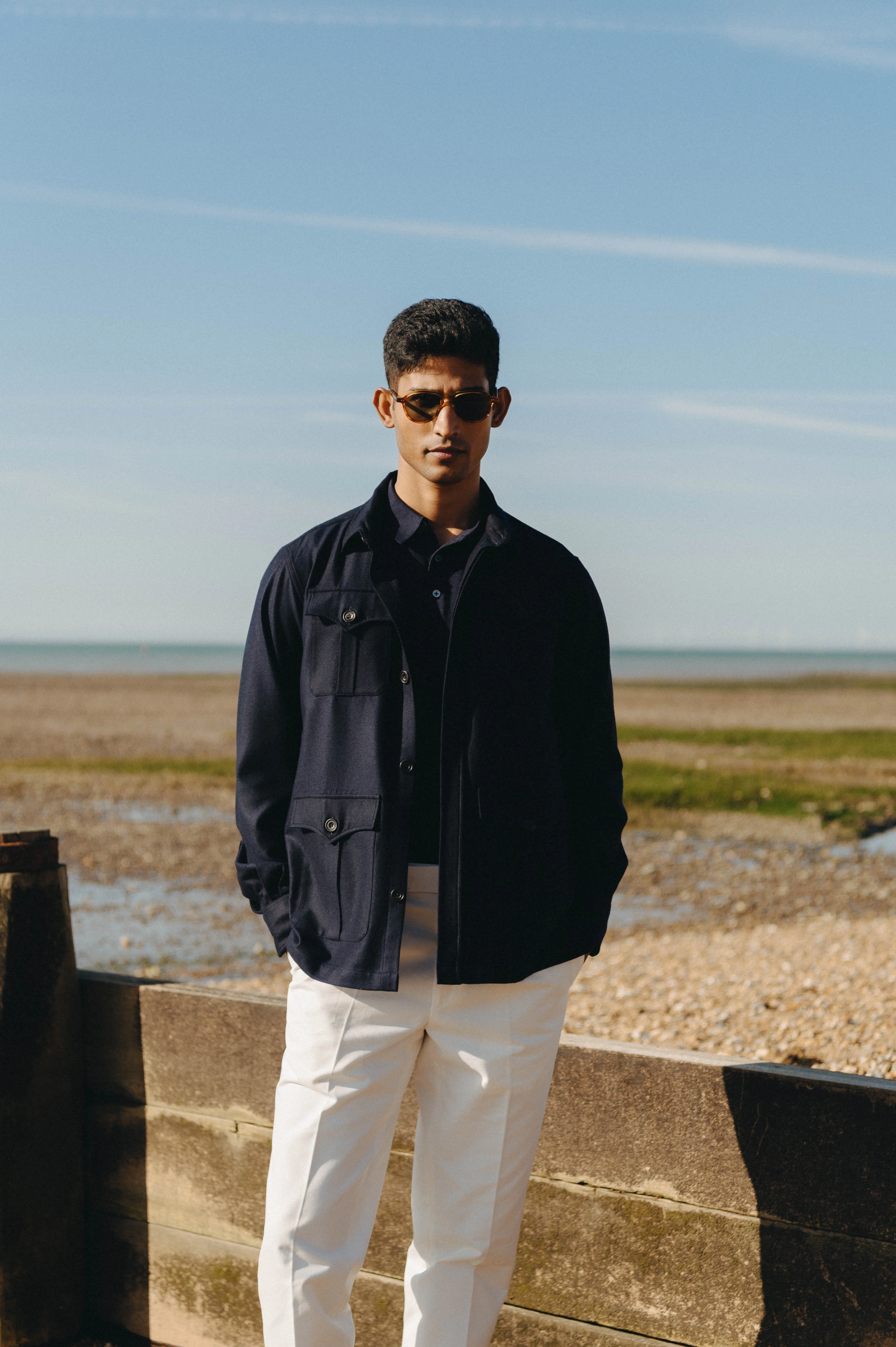 Pure Cashmere Safari Jacket in Navy - Image 4