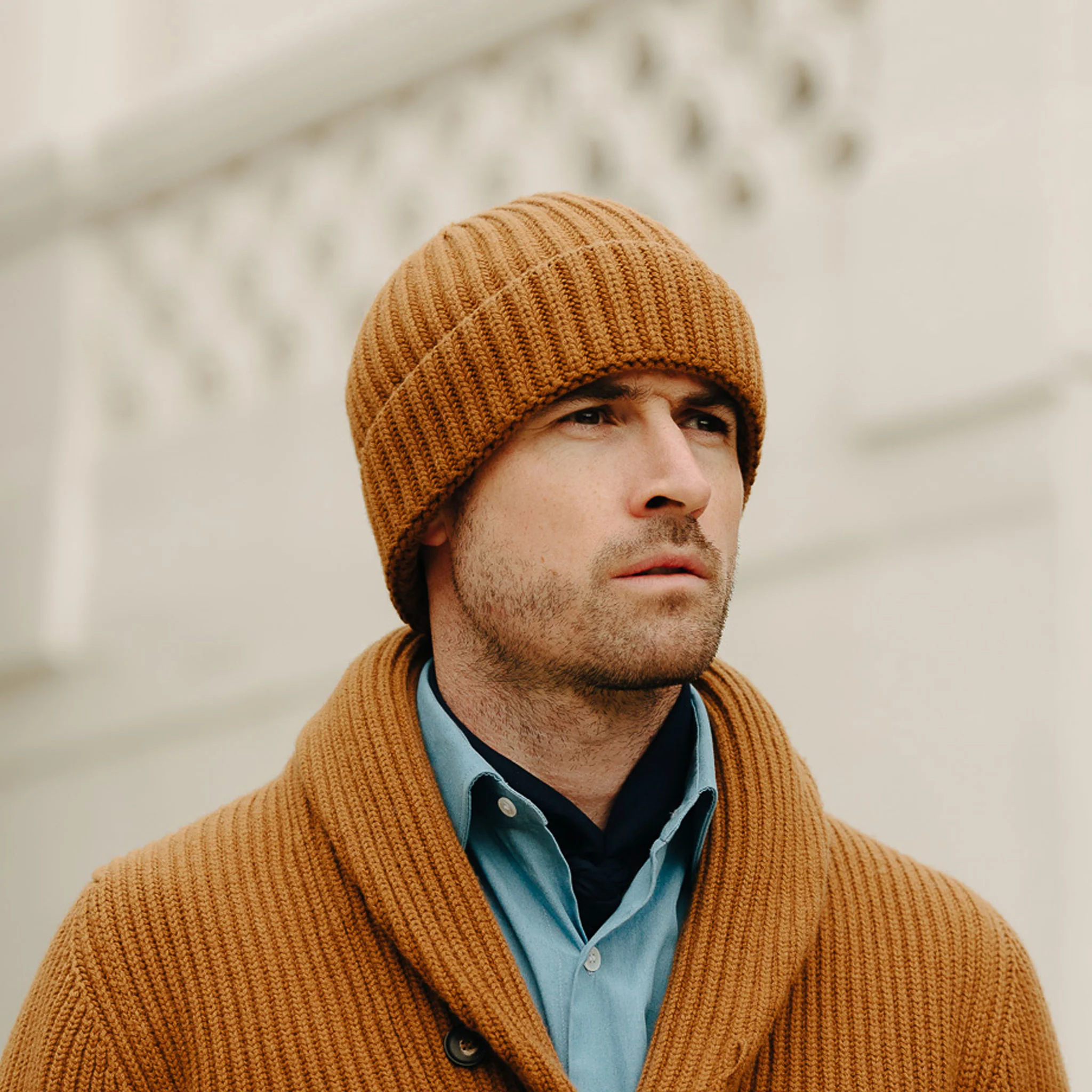 Cashmere Thick Ribbed Hat in Vintage Vicuna - Image 2