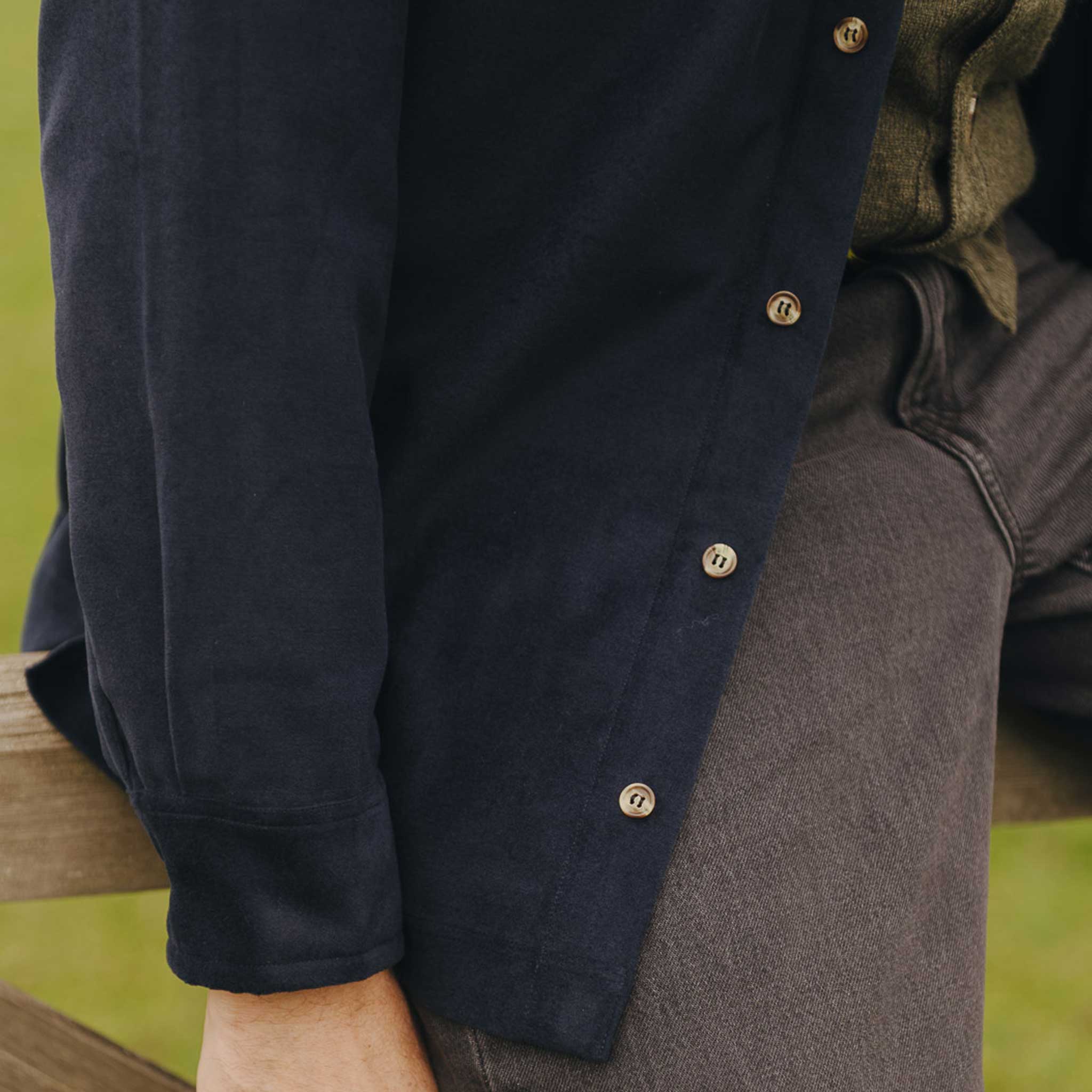 Casual Fit Moleskin Overshirt in Navy - Image 6