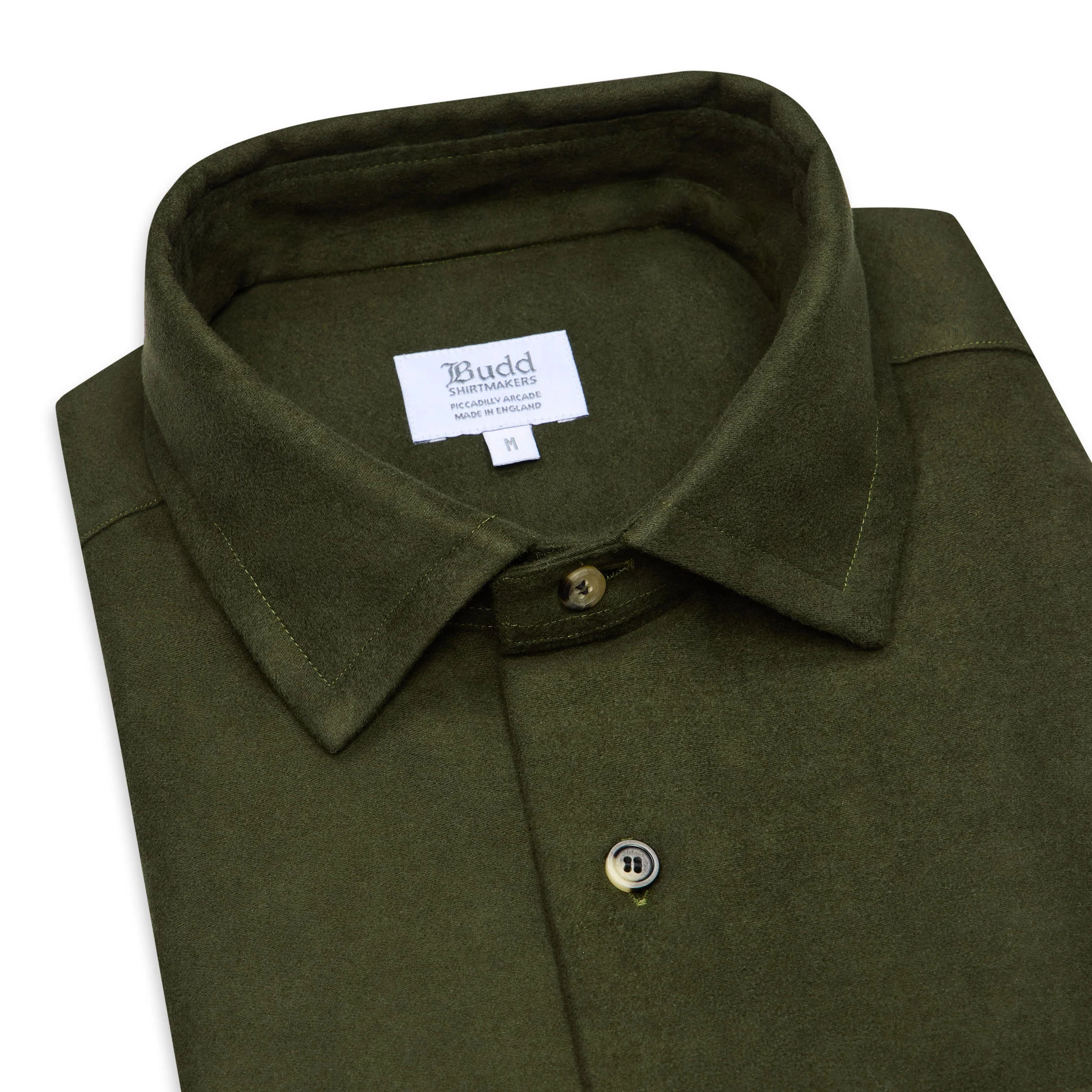Casual Fit Moleskin Overshirt in Olive Green - Image 5