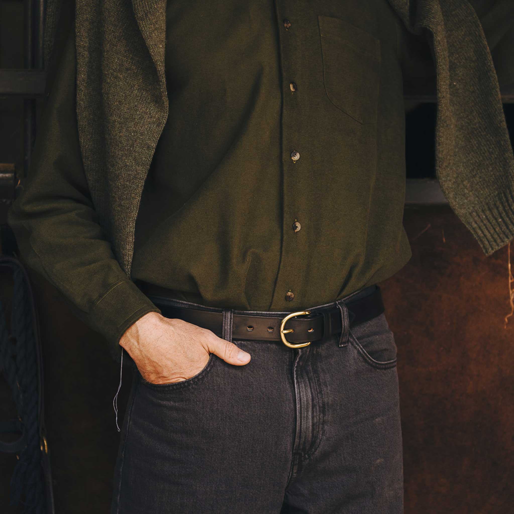 Casual Fit Moleskin Overshirt in Olive Green - Image 6