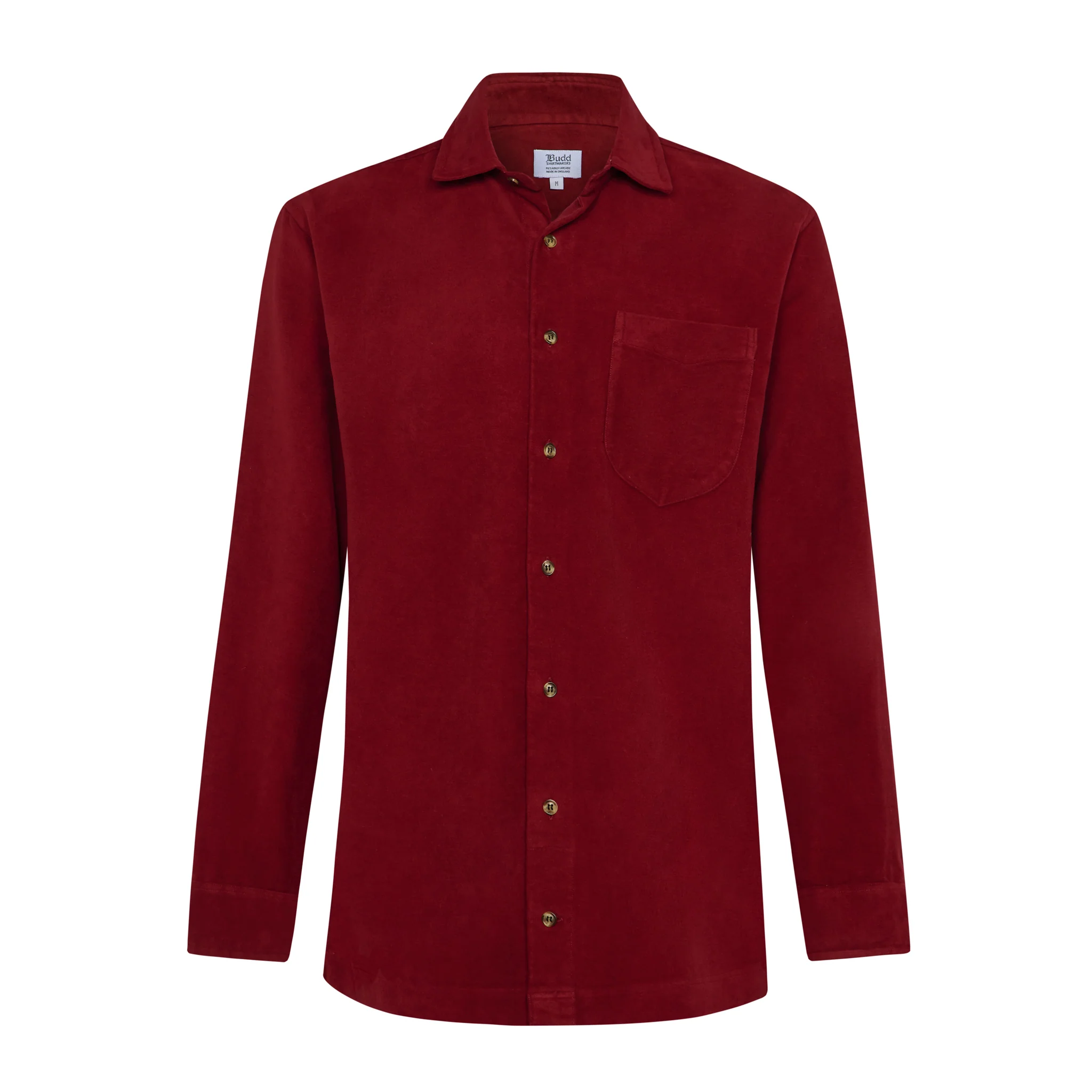 Casual Fit Moleskin Overshirt in Wine - Image 3