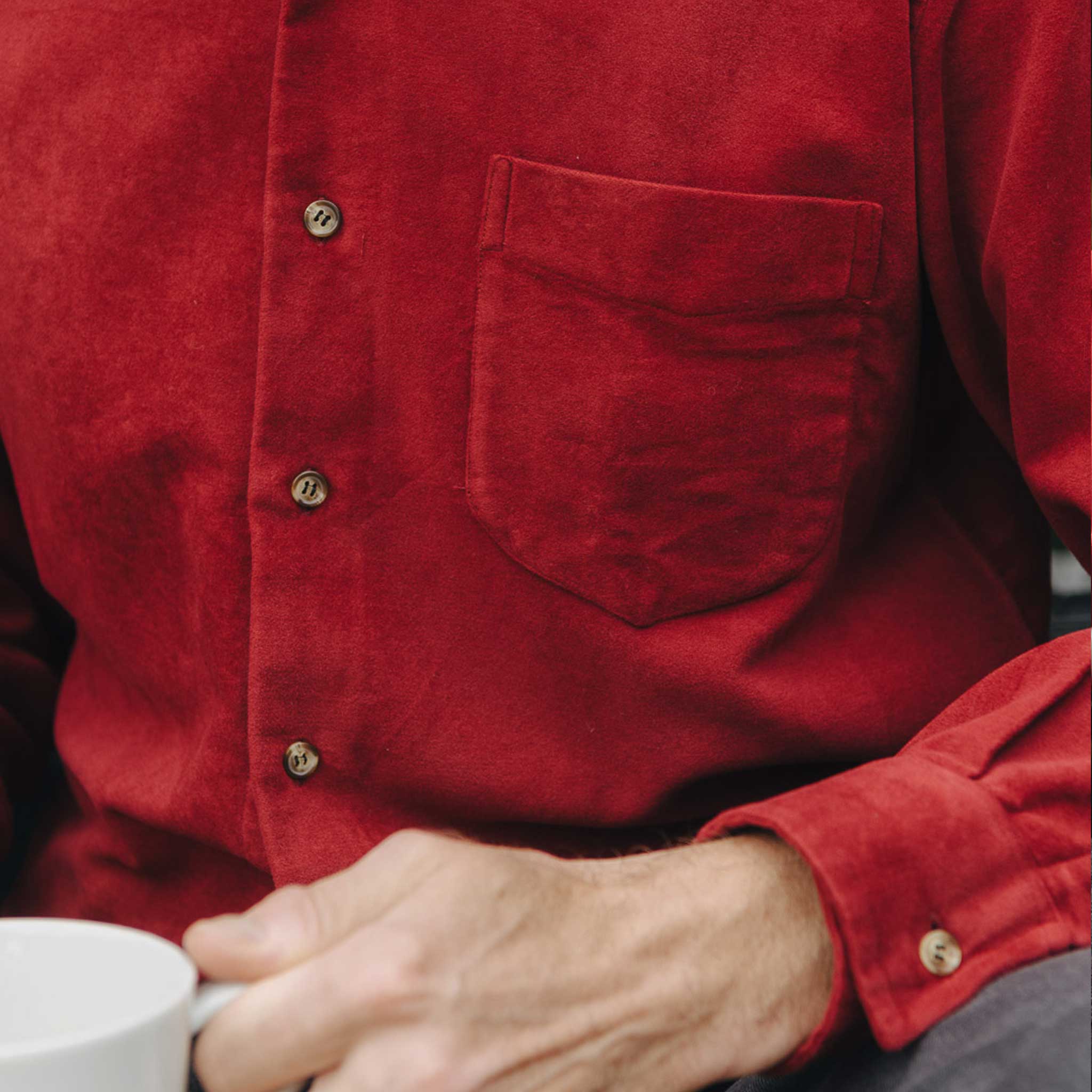 Casual Fit Moleskin Overshirt in Wine - Image 8