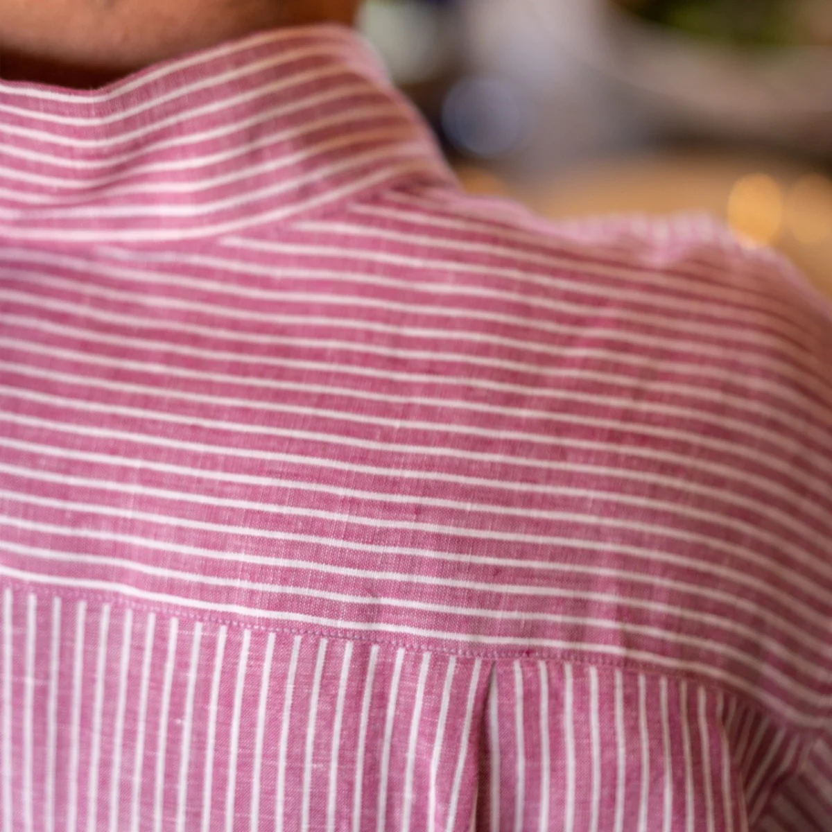 Casual Stripe Linen Shirt in Red and White - Image 4