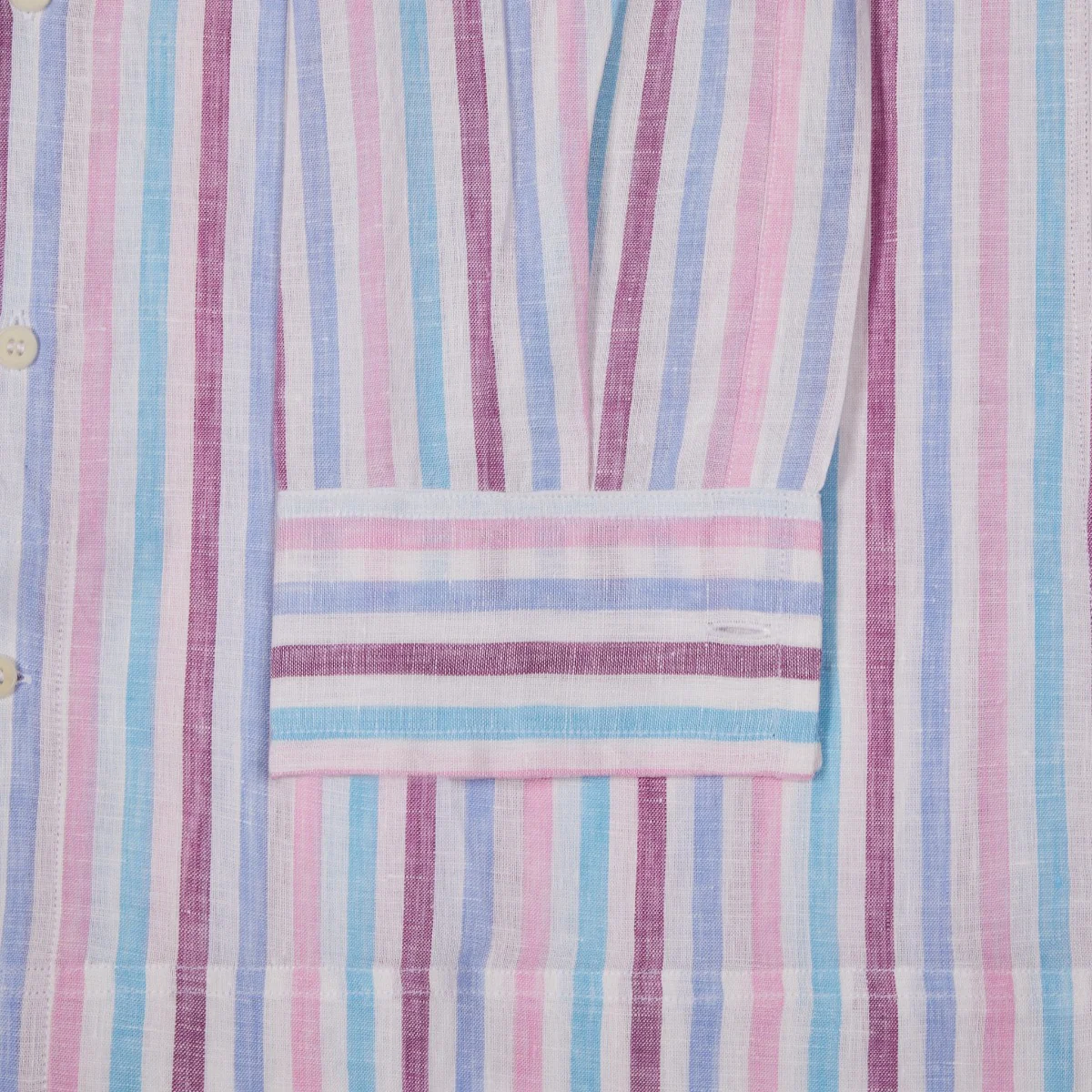 Casual Stripe Linen Shirt in White, Blue and Pink - Image 3