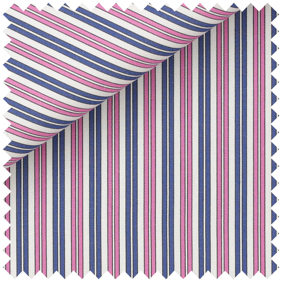 Cerise and blue doube stripe poplin - Image 2