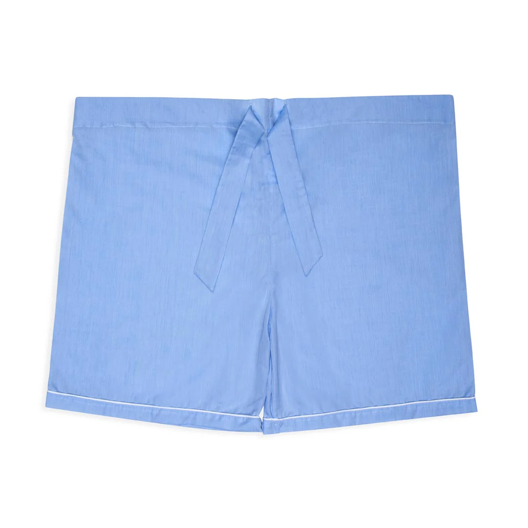 Charlie Plain Cotton Pyjama Short Set in Sky Blue - Image 3