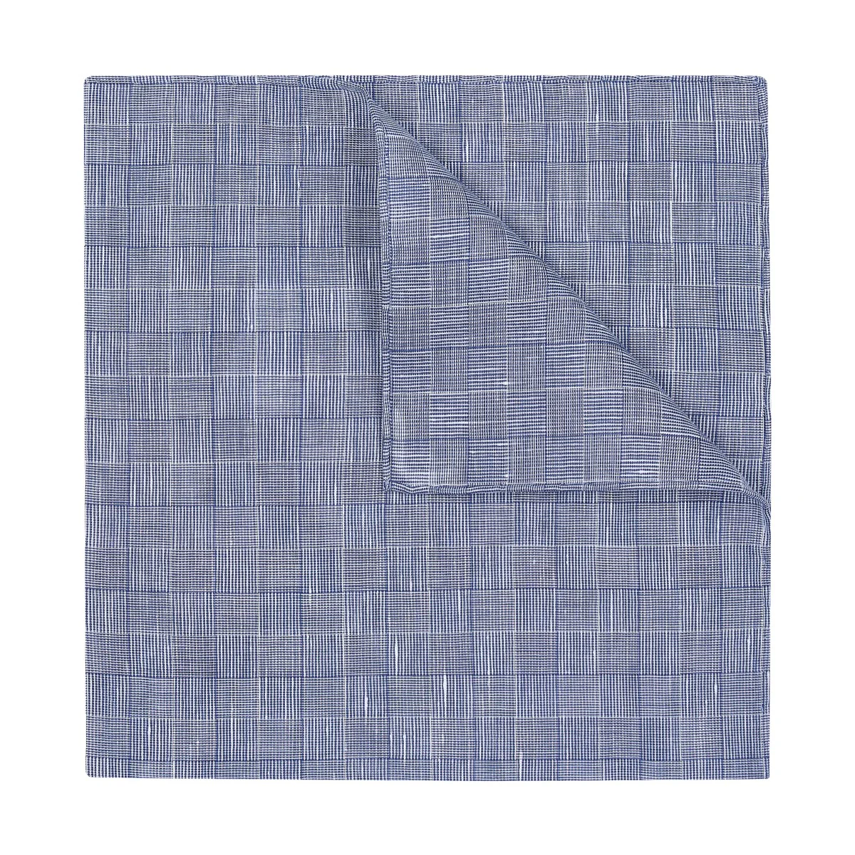 Check Batiste Linen & Cotton Pocket Square in Soft Blue