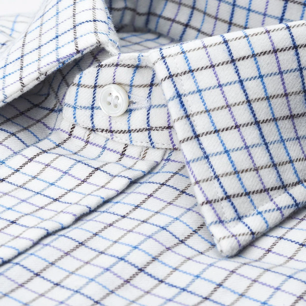 Check Cotton and Cashmere in Lilac and Blue - Image 3