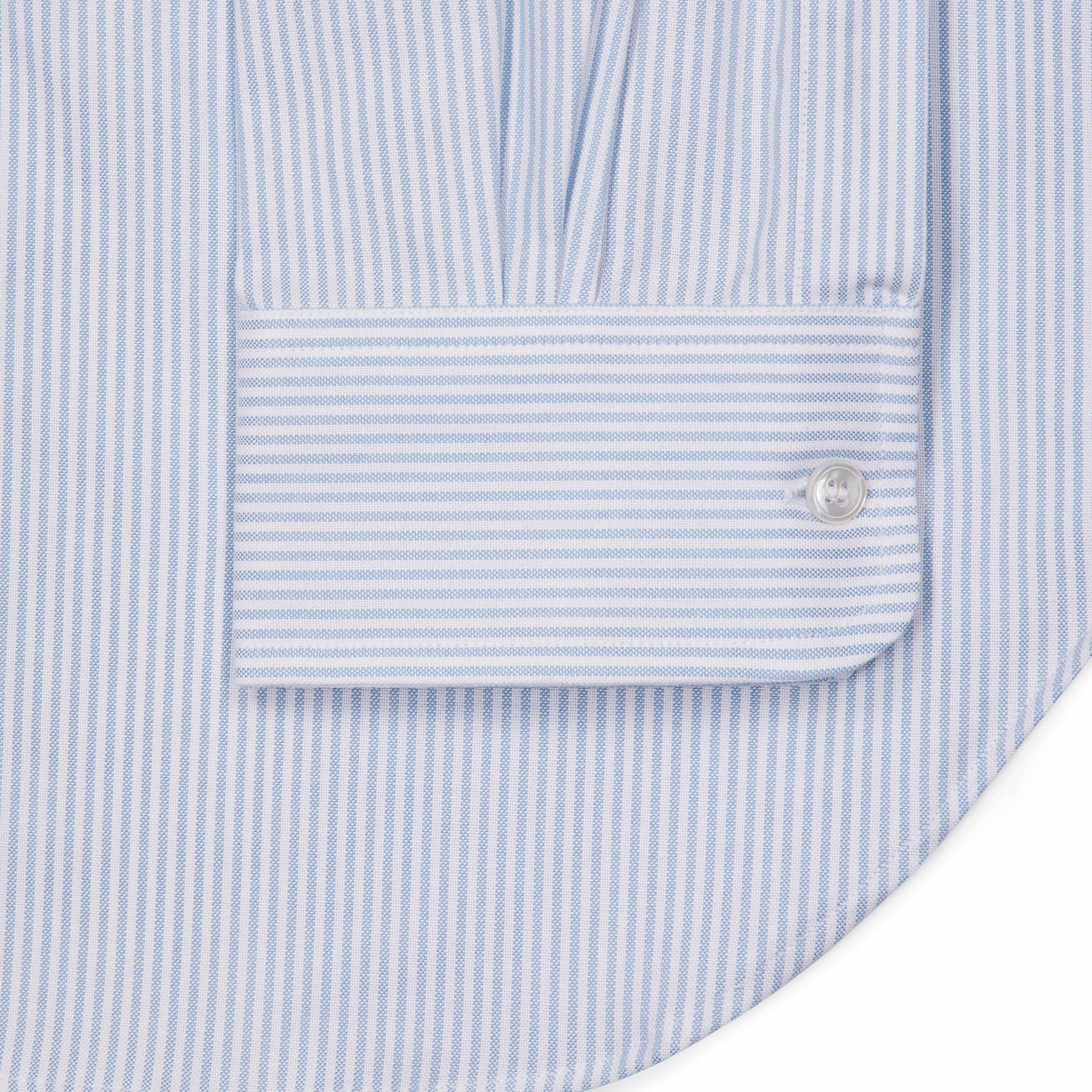 Classic Fit Button Down Stripe Oxford Shirt in Sky and White - Image 3