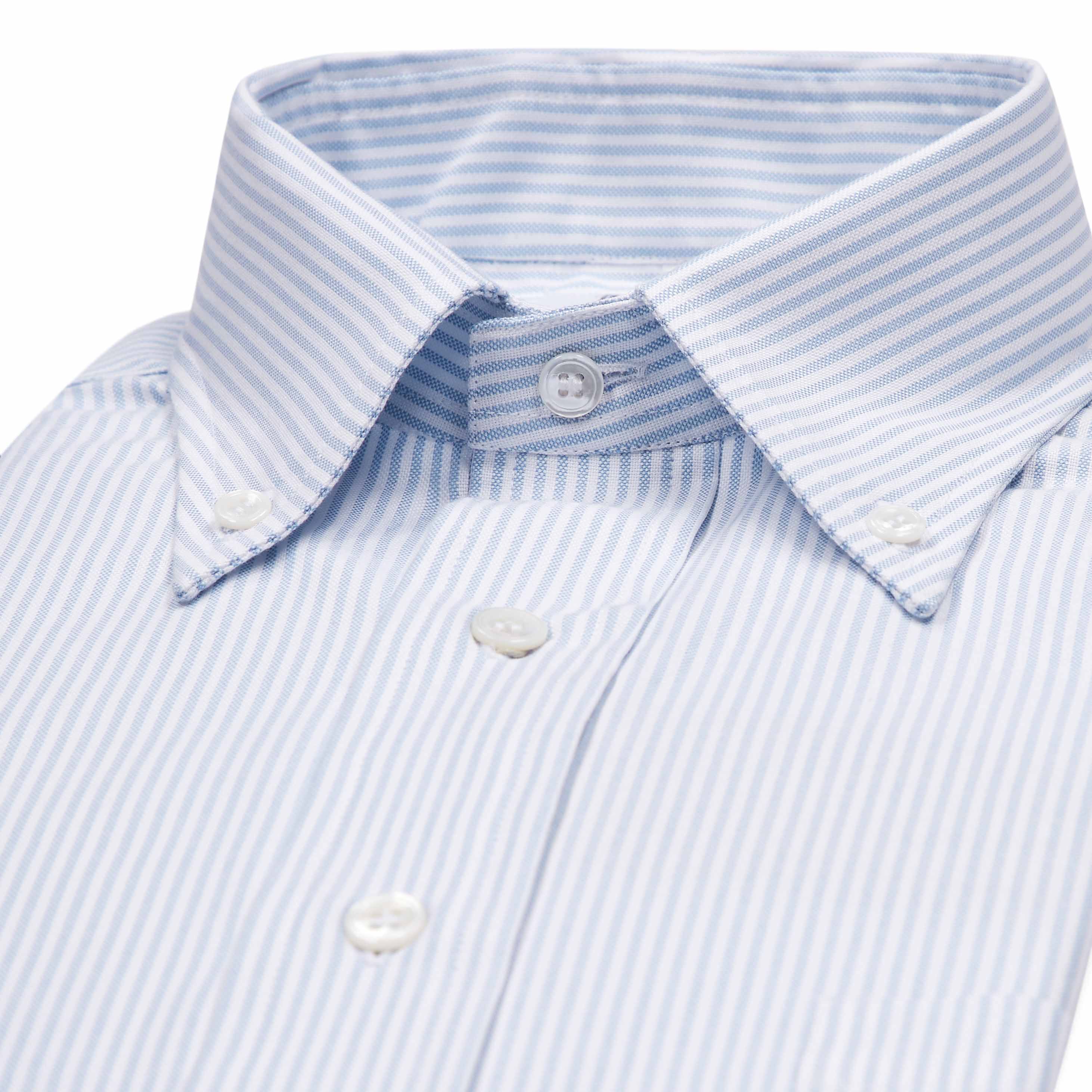 Classic Fit Button Down Stripe Oxford Shirt in Sky and White - Image 4