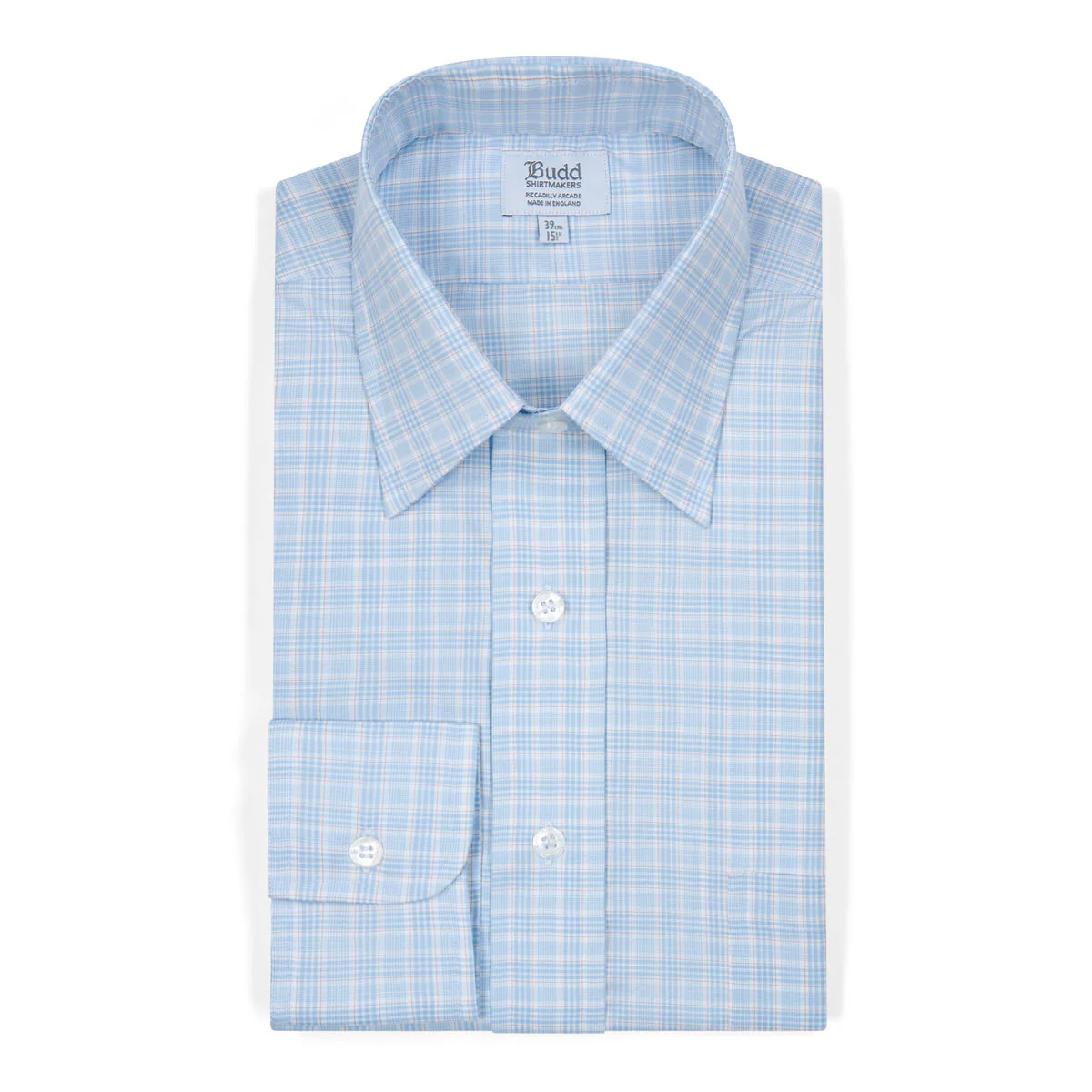 Classic Fit Chambray Check Button Cuff Shirt in Sky/Tan