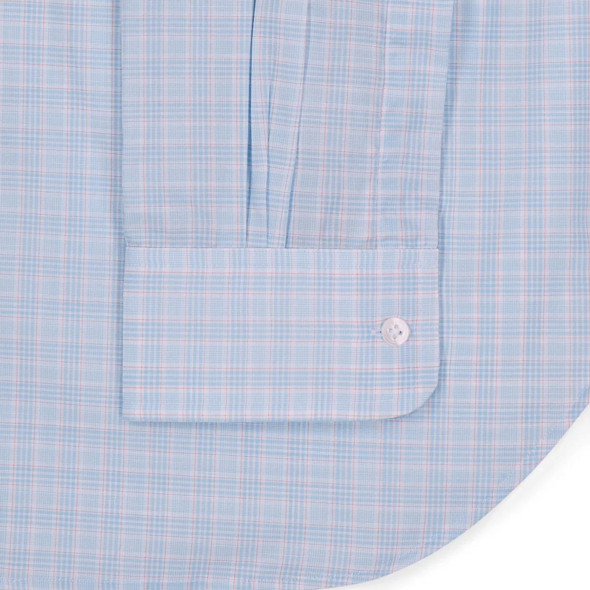 Classic Fit Chambray Check Button Cuff Shirt in Sky/Tan - Image 3