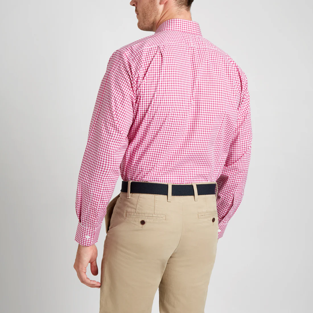 Classic Fit Check Zephyr Button Cuff Shirt in Magenta - Image 4