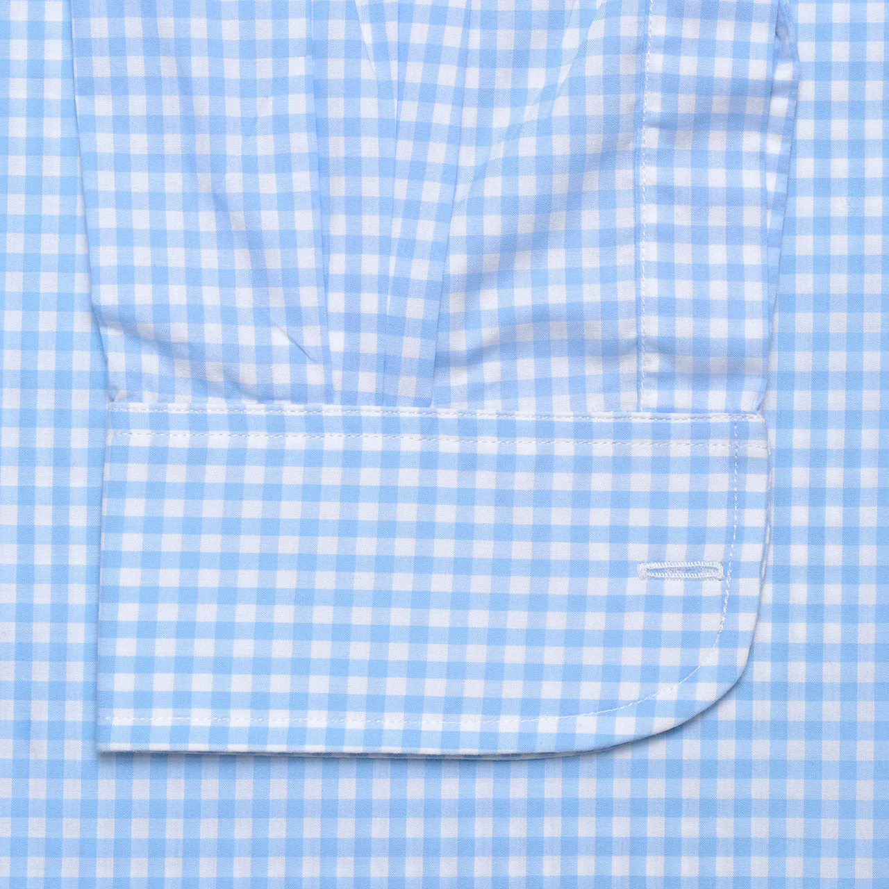 Classic Fit Check Zephyr Button Cuff Shirt in Sky Blue - Image 4