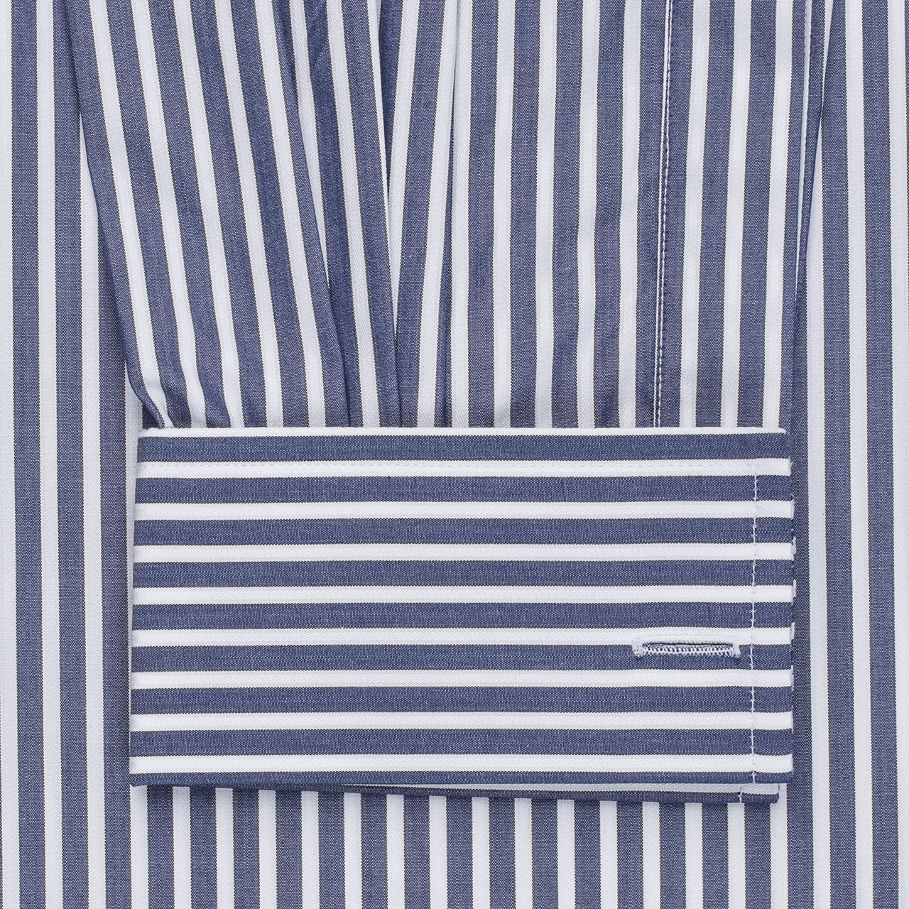 Classic Fit Exclusive Budd Stripe Double Cuff Shirt in Navy - Image 2