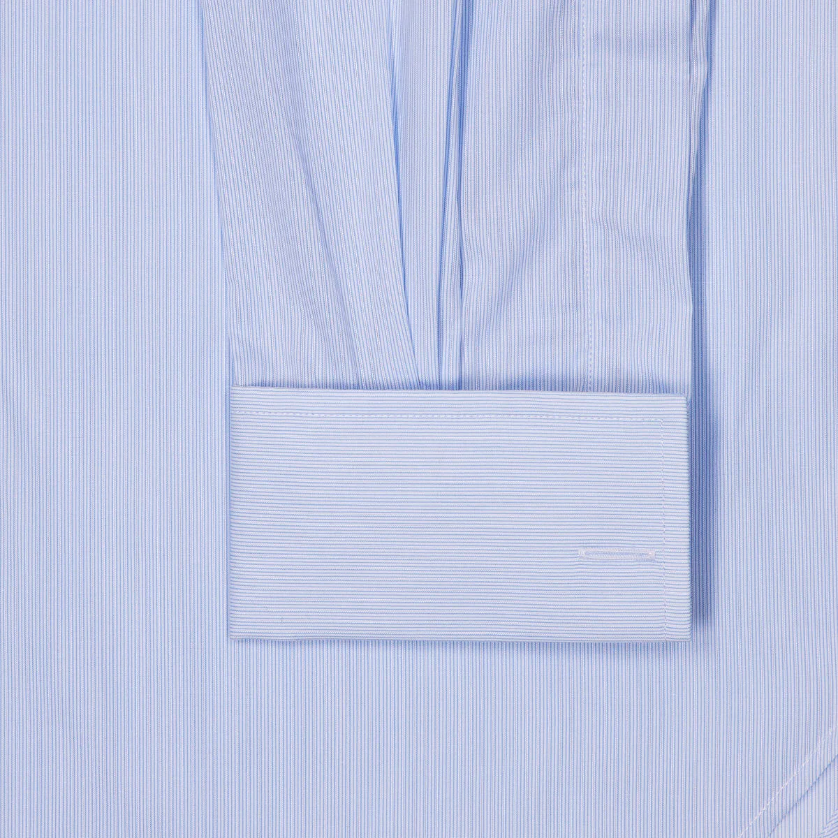 Classic Fit Double Cuff Needle Stripe Shirt in Sky Blue - Image 3