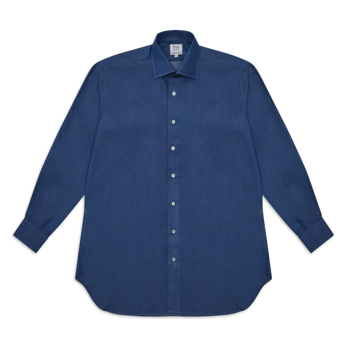 Classic Fit Plain Denim Button Cuff Shirt in Dark Blue - Image 4