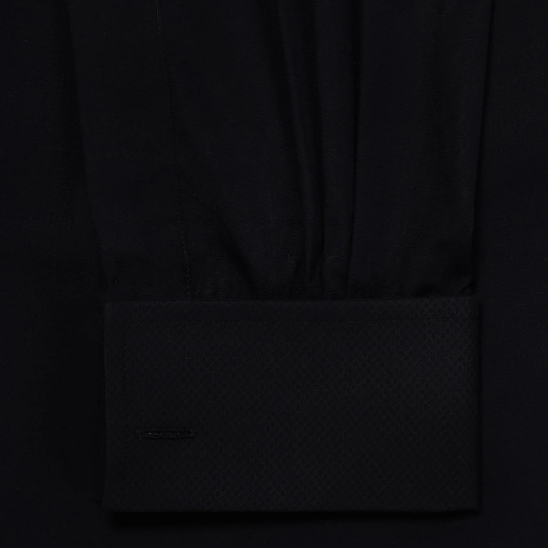 Classic Fit Plain Marcella Double Cuff Dress Shirt in Black - Image 3