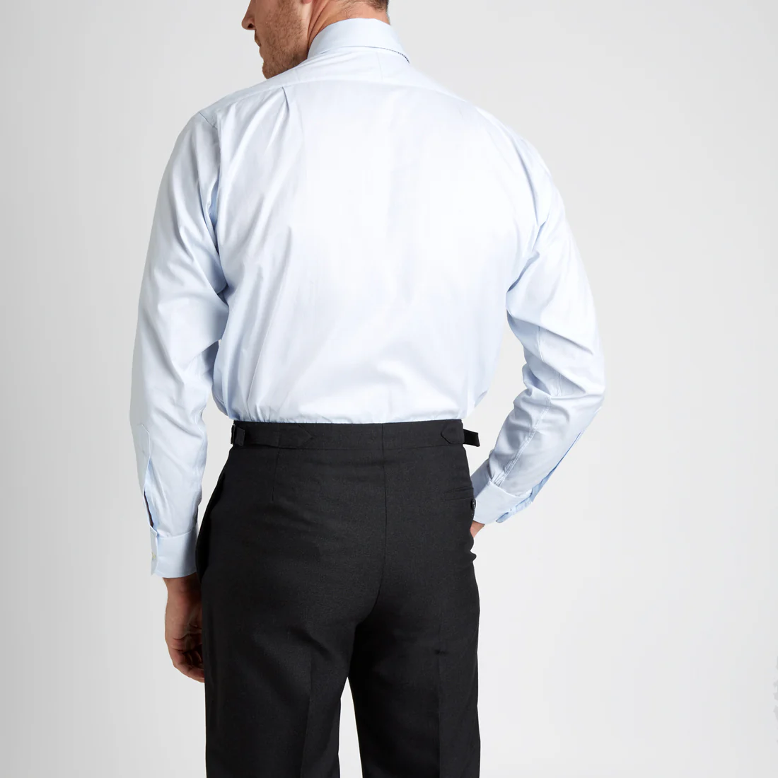 Classic Fit Plain Pinpoint Oxford Button Cuff Shirt in Sky Blue - Image 6