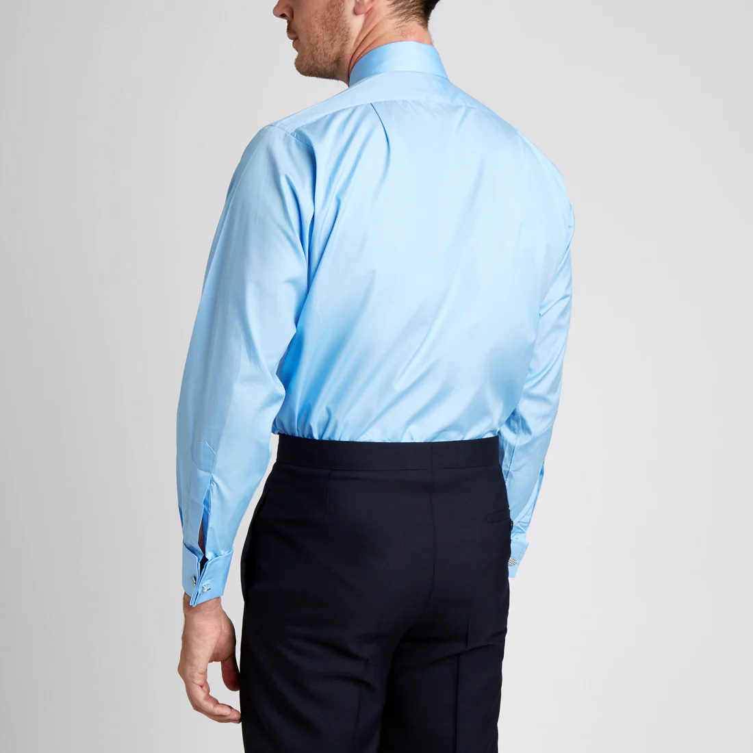 Classic Fit Swiss Poplin Double Cuff Shirt in Cornflower - Image 7