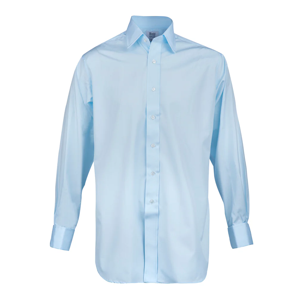 Classic Fit Swiss Poplin Double Cuff Shirt in Sky Blue - Image 3