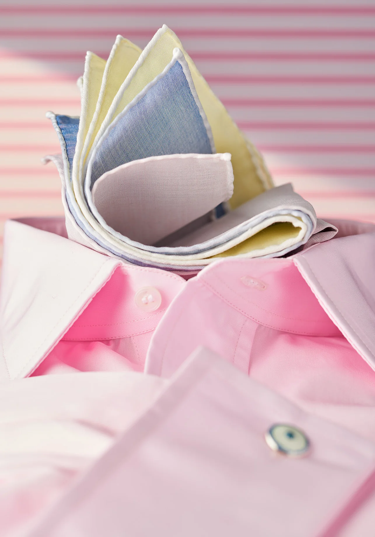 Classic Fit Plain Sea Island Cotton Double Cuff Shirt in Pink - Image 7