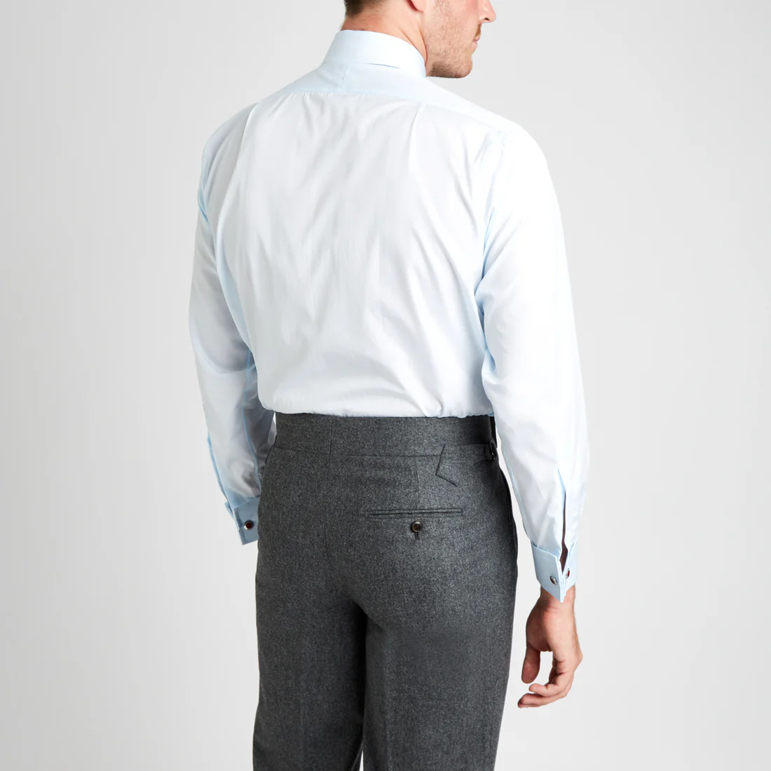 Classic Fit Plain Soyella Double Cuff Shirt in Sky Blue - Image 5