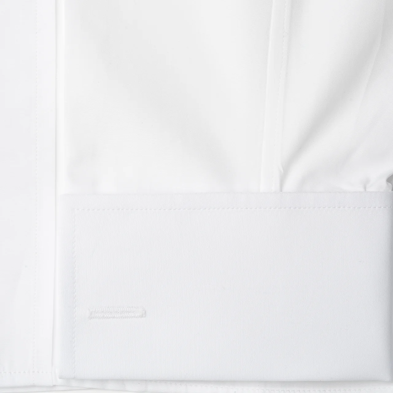 Classic Fit Plain Soyella Double Cuff Shirt in White - Image 3
