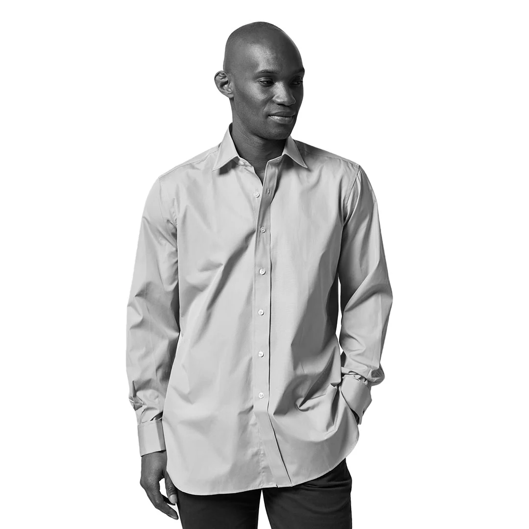 Classic Fit Plain Soyella Double Cuff Shirt in White - Image 4