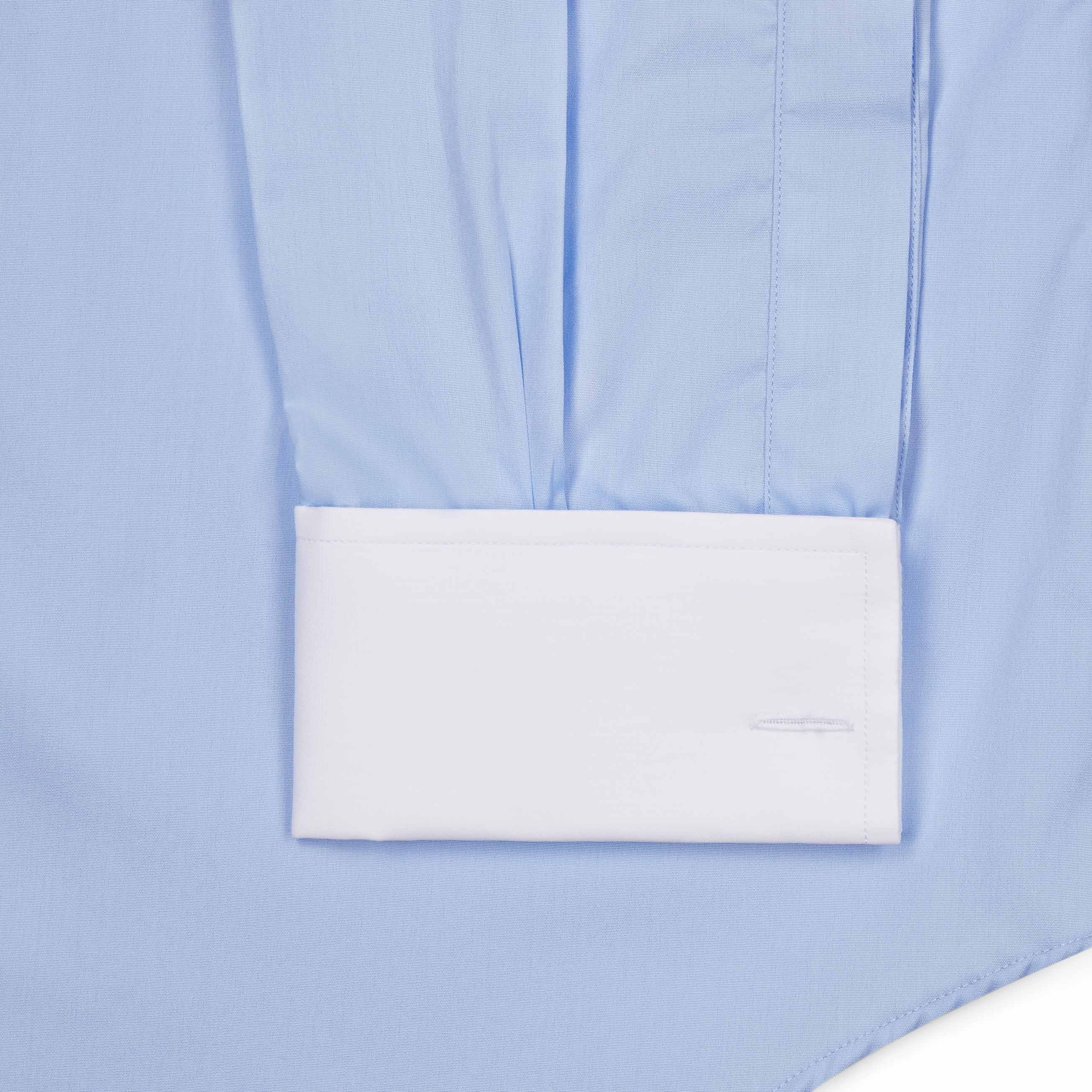 Classic Fit Poplin Shirt in Blue with White Collar and Cuffs - Image 3