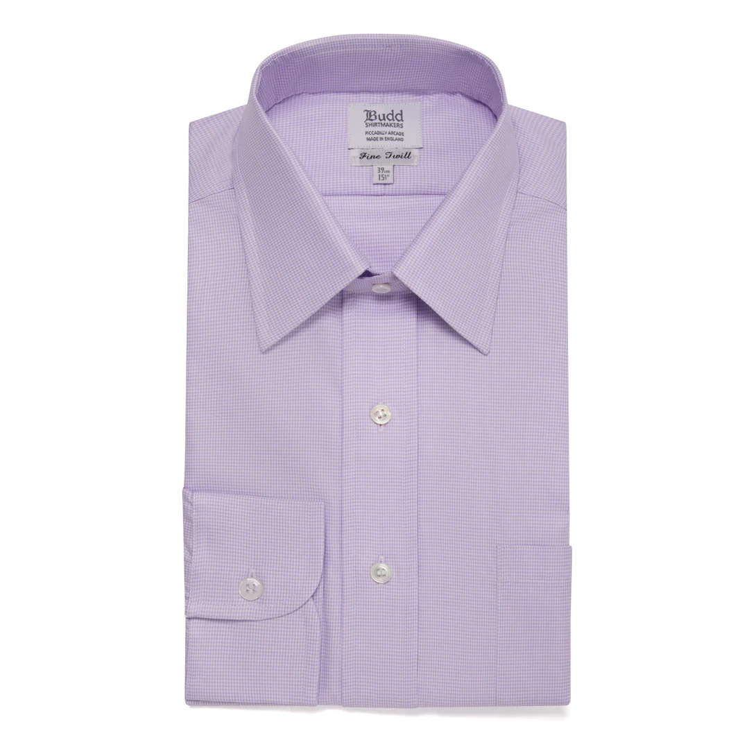 Classic Fit Puppytooth Fine Twill Button Cuff Shirt in Lilac