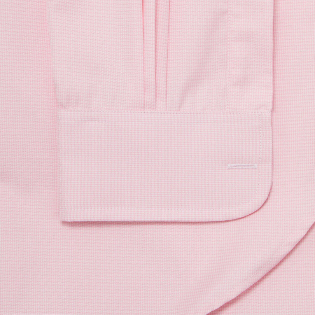 Classic Fit Puppytooth Fine Twill Button Cuff Shirt in Pink - Image 3