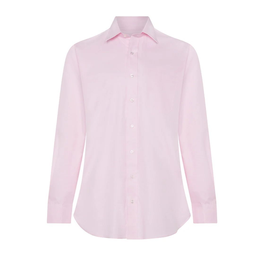 Classic Fit Puppytooth Fine Twill Button Cuff Shirt in Pink - Image 4