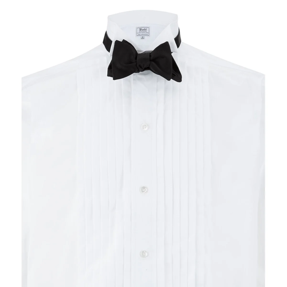 Classic Fit Wing Collar Hand Pleated Double Cuff Dress Shirt in White - Image 2