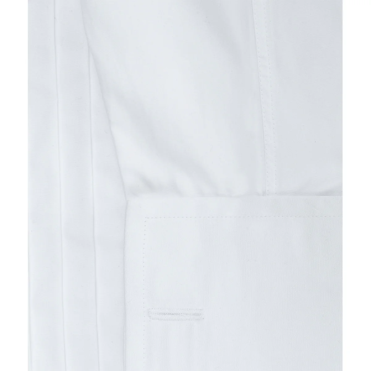 Classic Fit Wing Collar Hand Pleated Double Cuff Dress Shirt in White - Image 4