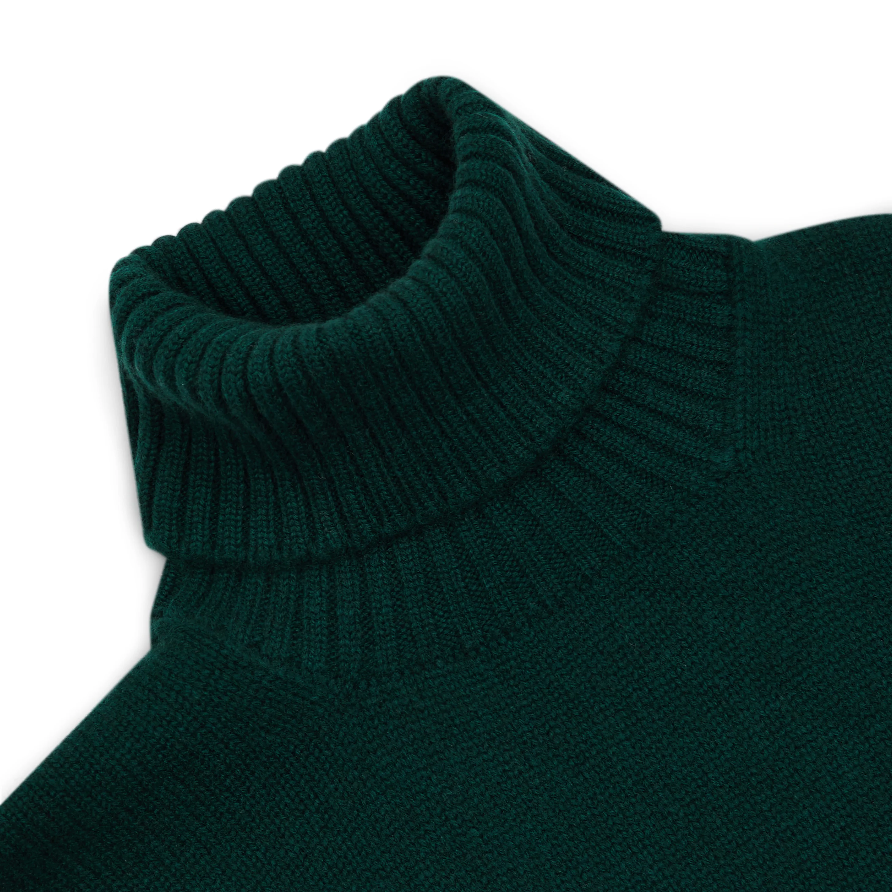 Plain Cashmere Roll Neck Jumper in Bottle Green - Image 3