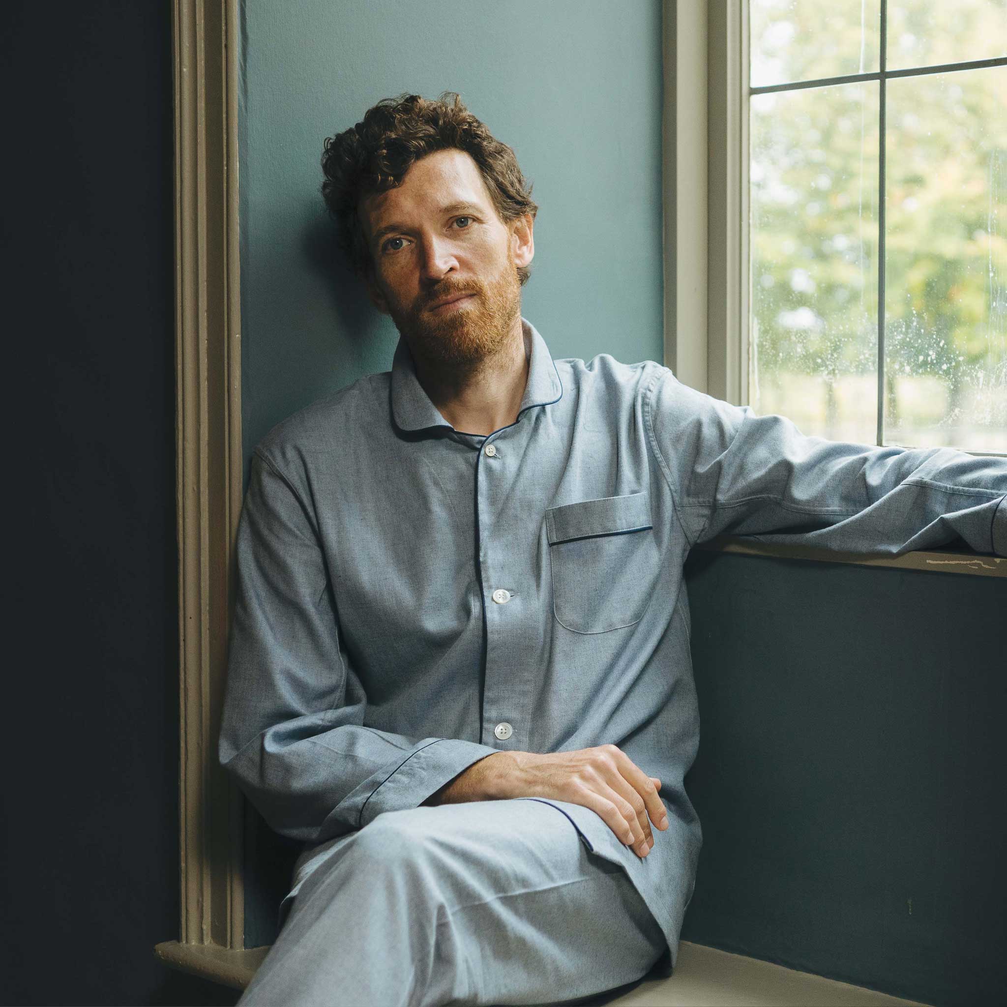Cotton and Cashmere Classic Pyjamas in Denim and Navy - Image 2