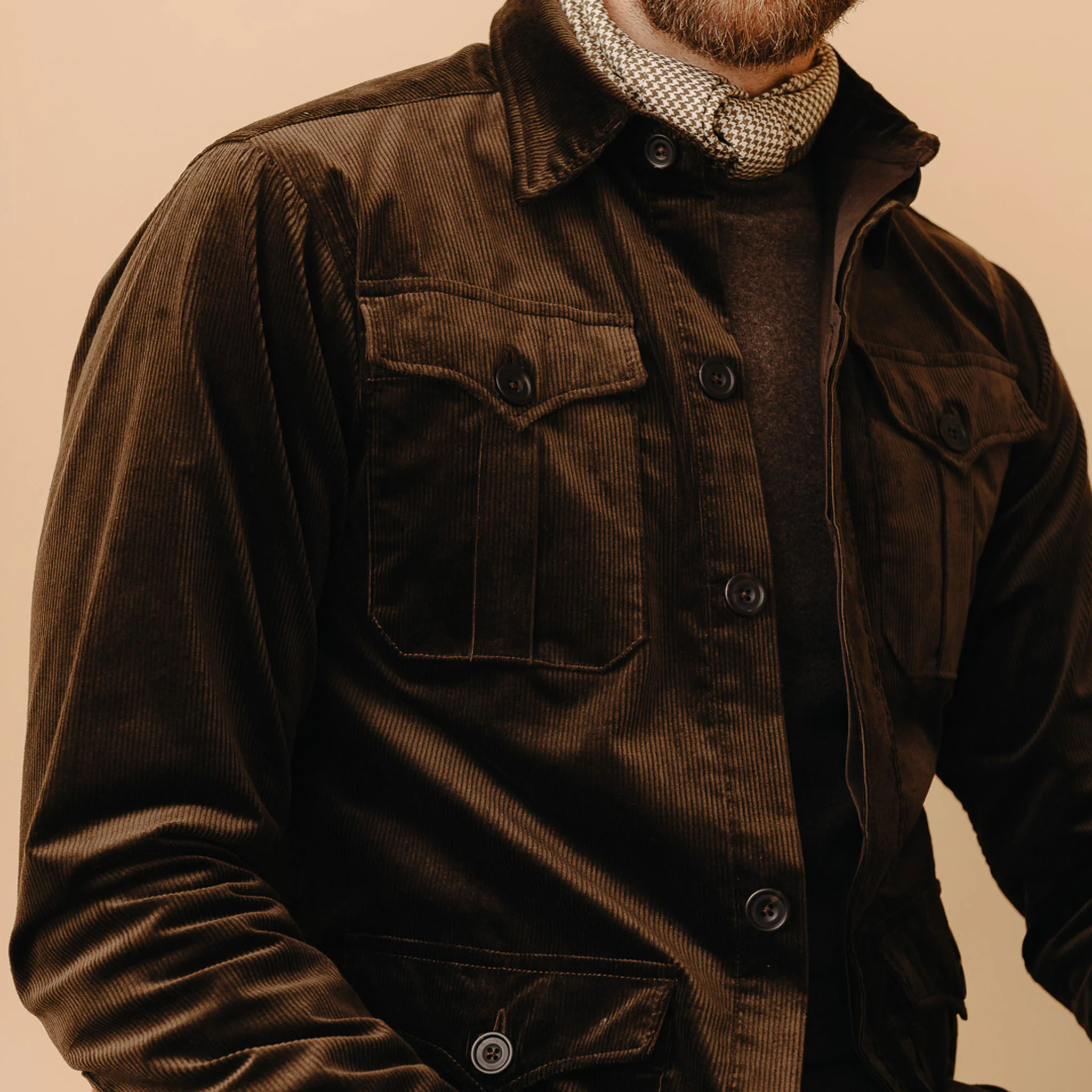 Cotton Corduroy Safari Jacket in Olive - Image 5