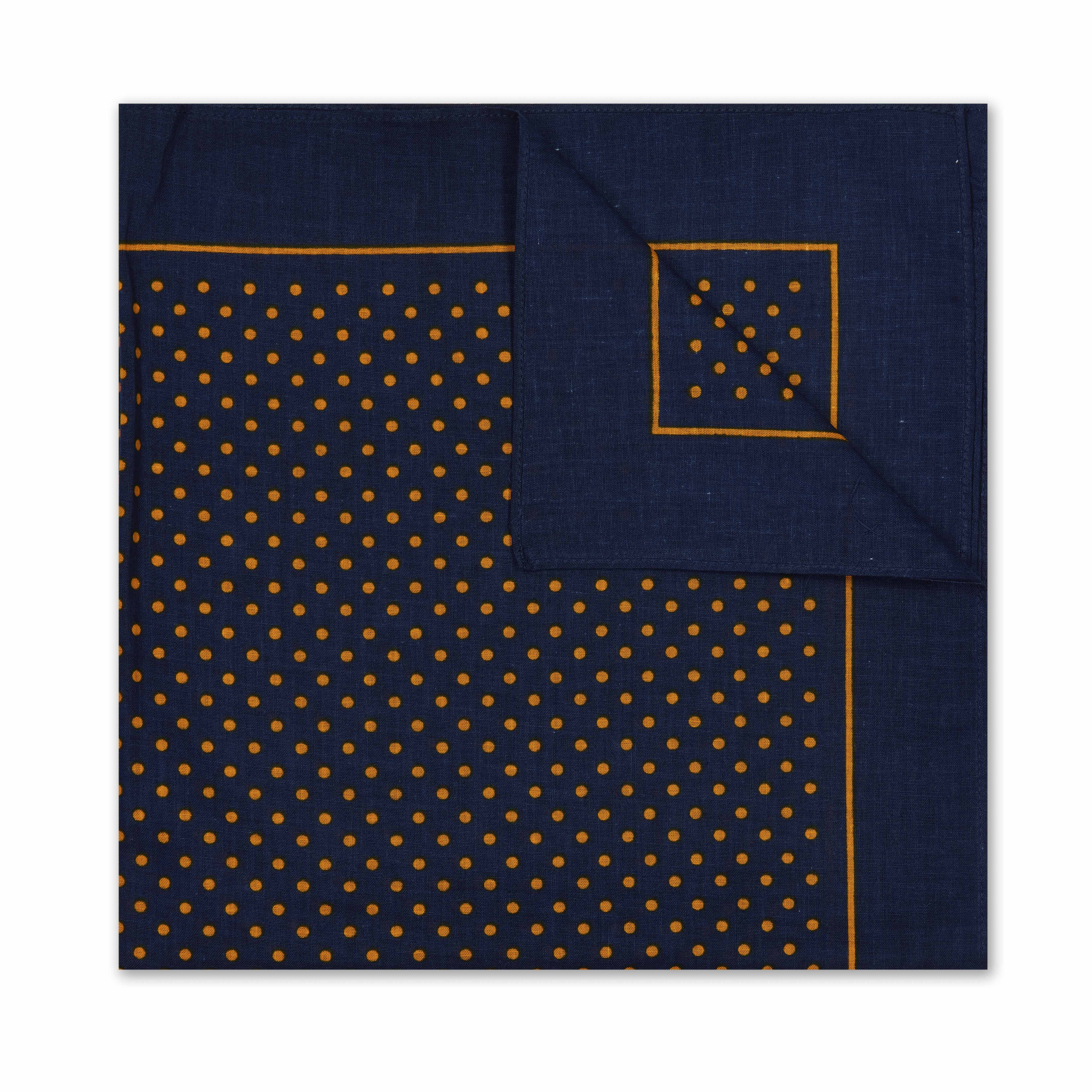 Cotton Polka Dot Cotton Handkerchief in Navy and Orange
