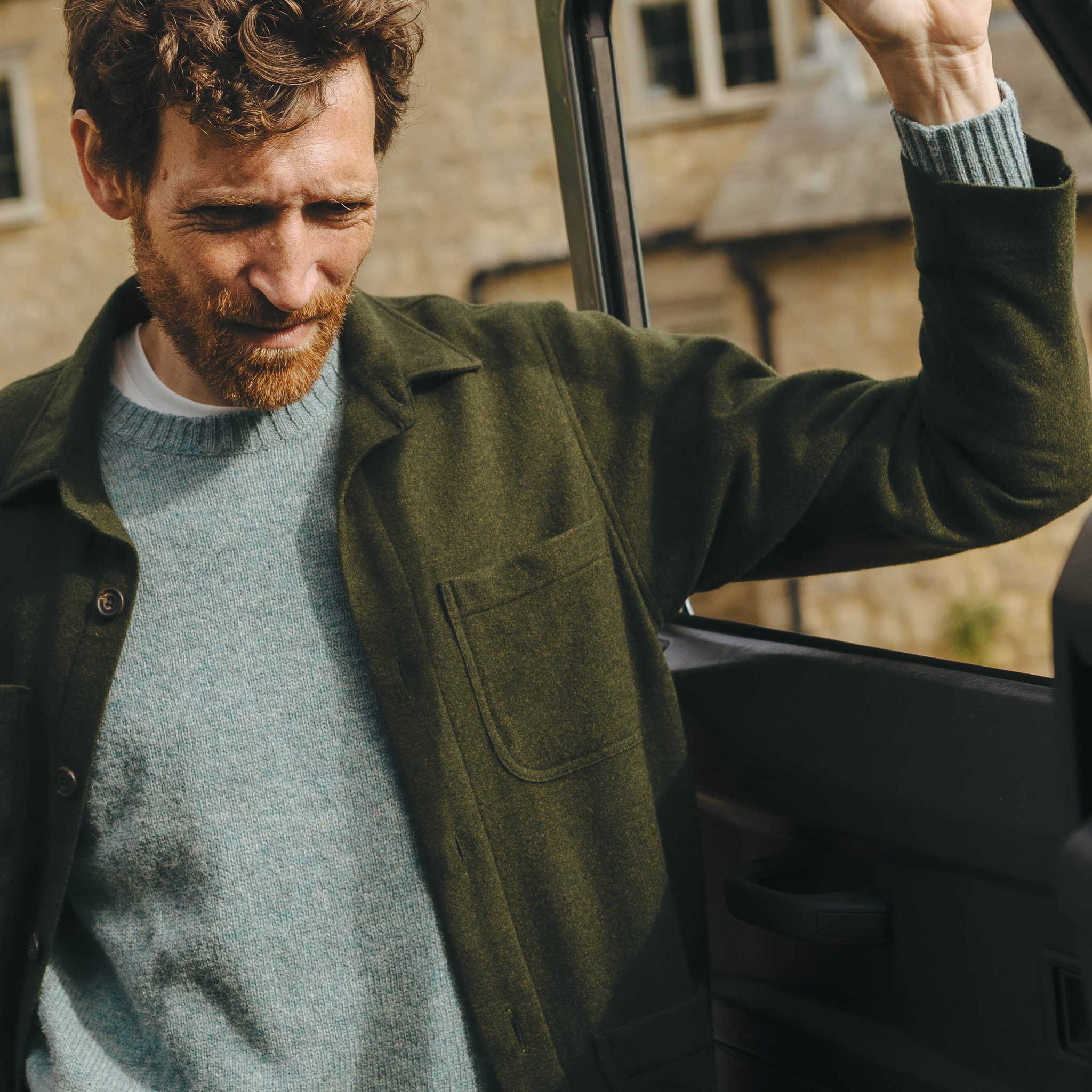 English Wool Flannel Chore Jacket in Loden Green - Image 5